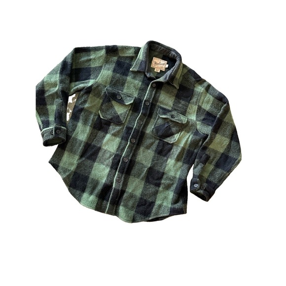 Woolrich Other - Vintage Woolrich Dark Green & Black Buffalo Wool Flannel Jacket Shirt Mens Large